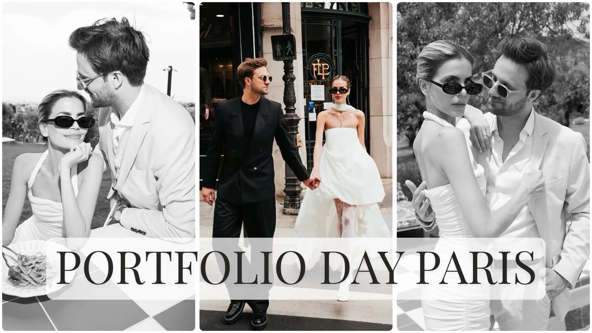 Portfolio Day Paris 2026 with model couple in bridal editorial fashion shoot